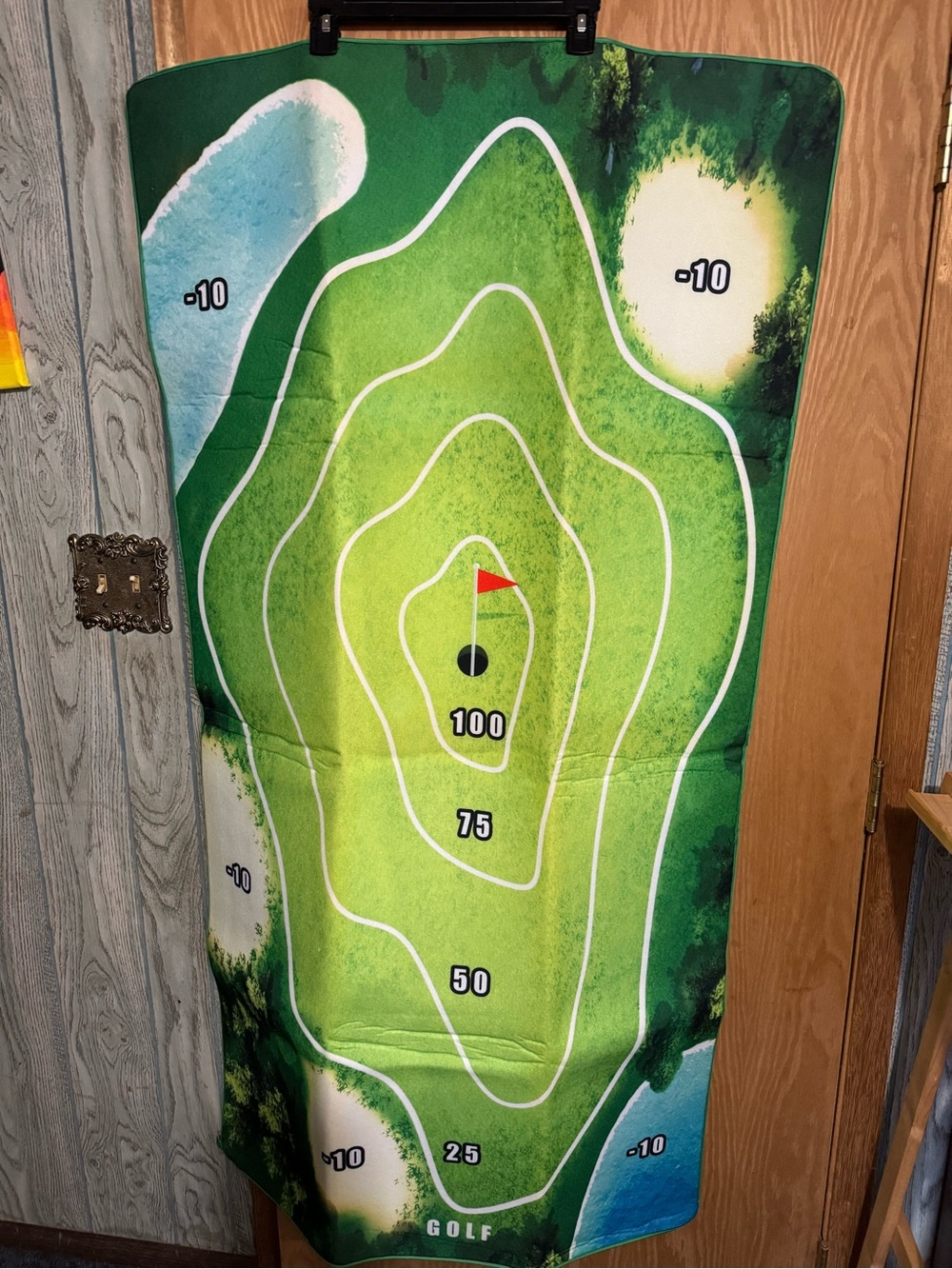 Green Golf Putting Mat with Target Zones